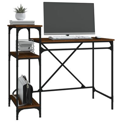 vidaXL Schreibtisch mit Regal Braun Eichen-Optik 105x50x90 cm