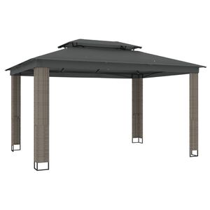vidaXL Pavillon mit Doppeldach Anthrazit 3,94x2,96 m Stahl
