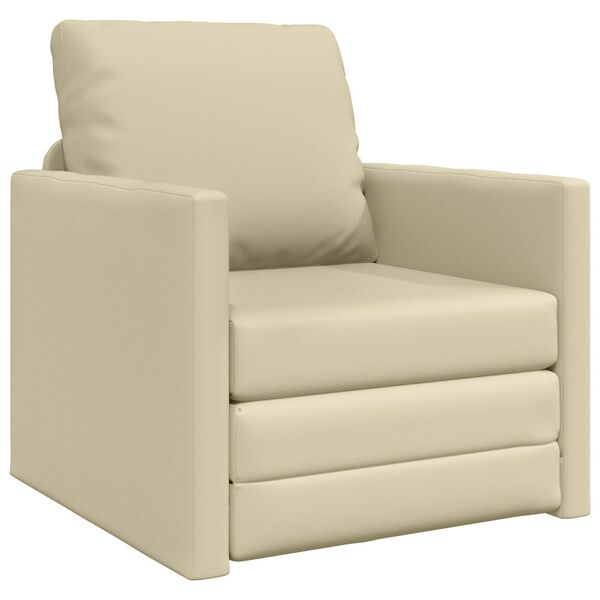 vidaXL Bodensofa mit Schlaffunktion Creme 112x174x55 cm Kunstleder