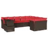 vidaXL 10-teiliges Gartensofa-Set mit Kissen, braun, Polyrattan