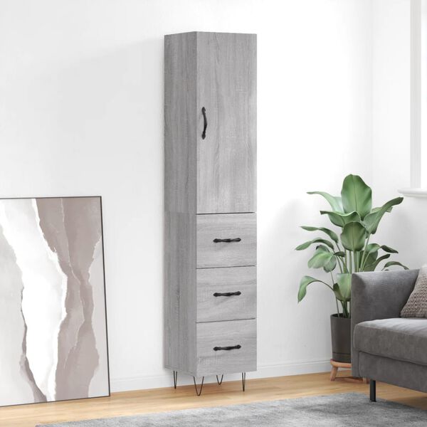 vidaXL Highboard Grau Sonoma 34,5x34x180 cm Holzwerkstoff