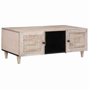 vidaXL Couchtisch Bleached White 100 x 54 x 40 cm Massivholz Mango