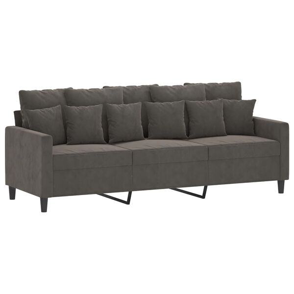 vidaXL 3-Sitzer-Sofa Dunkelgrau 180 cm Samt