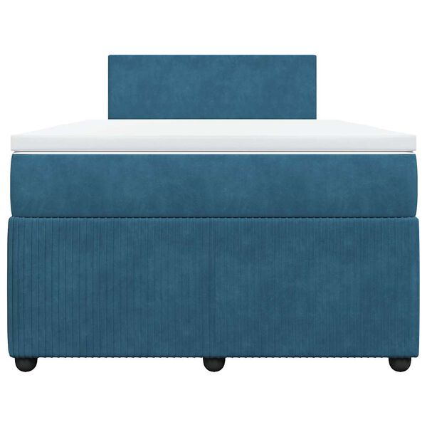 vidaXL Boxspringbett mit Matratze Blau 120x190 cm Samt