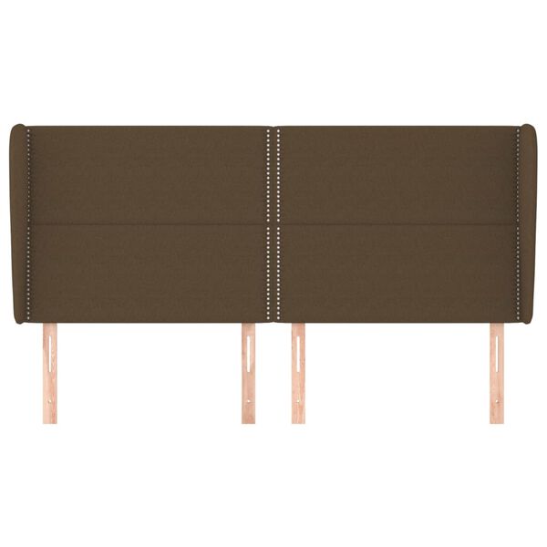 vidaXL Kopfteil mit Ohren Dunkelbraun 183x23x118/128 cm Stoff