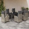 vidaXL 7-tlg. Garten-Essgruppe mit Kissen Hellgrau Poly Rattan