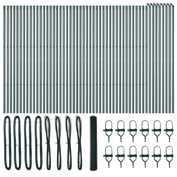 vidaXL Zaunpfosten Gr&uuml;n 100 x 1 m (13 mm Maschenweite) Stahl und PVC