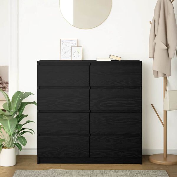 vidaXL Sideboard Schwarz Eichen-Optik 100x35x99 cm Holzwerkstoff