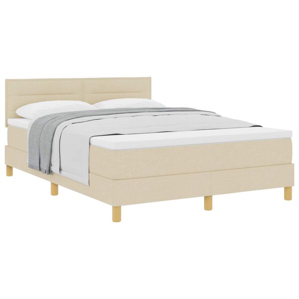 vidaXL Boxspringbett mit Matratze Creme 140 x 190 cm Stoff