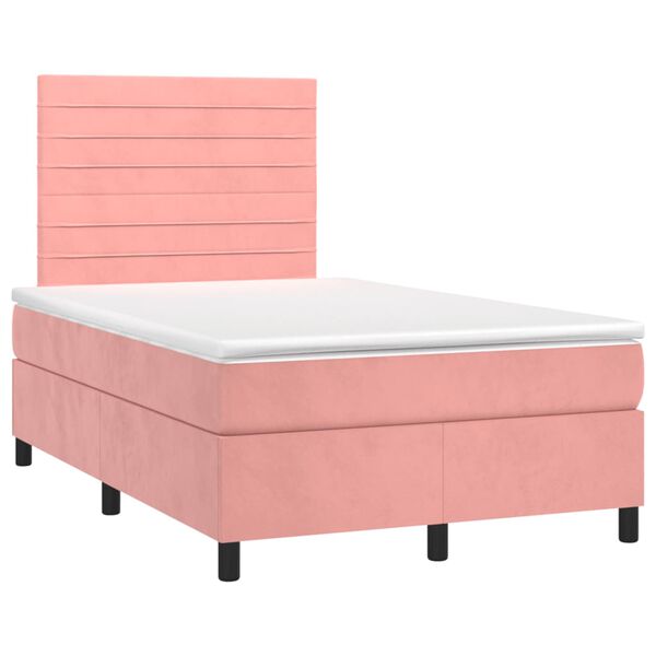 vidaXL Boxspringbett mit Matratze Rosa 120x190 cm Samt