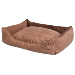 vidaXL Hundebett mit Kissen PU Kunstleder Gr&ouml;&szlig;e M Beige
