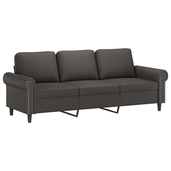 vidaXL 3-Sitzer-Sofa mit Hocker Grau 180 cm Kunstleder