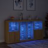 vidaXL Sideboard mit LED-Leuchten Sonoma-Eiche 202x37x100 cm