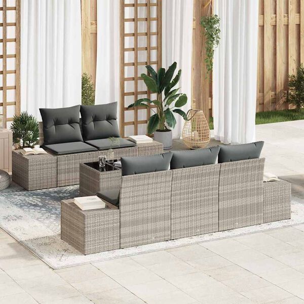 vidaXL Gartensofa-set 6 pcs Hellgrau und Dunkelgrau Poly-Rattan