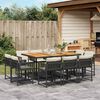 vidaXL 11-tlg. Garten-Essgruppe mit Kissen Schwarz Poly Rattan