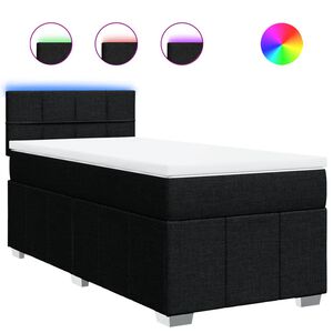 vidaXL Boxspringbett mit Matratze Schwarz 80x200 cm Stoff