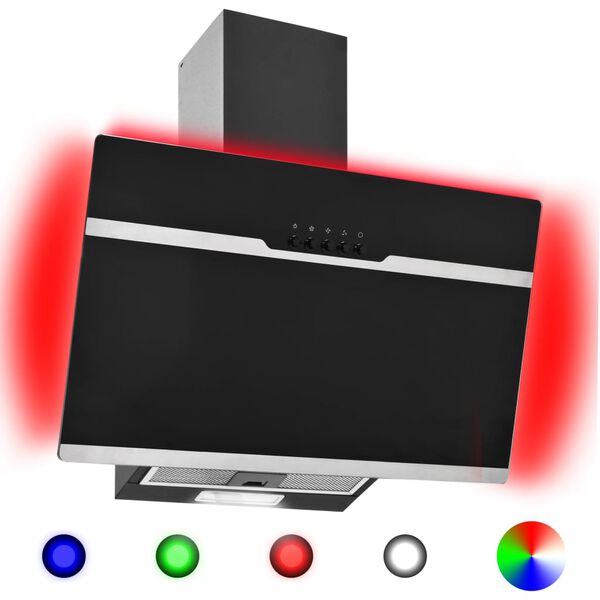 vidaXL RGB Dunstabzugshaube LED 60 cm Edelstahl und Hartglas