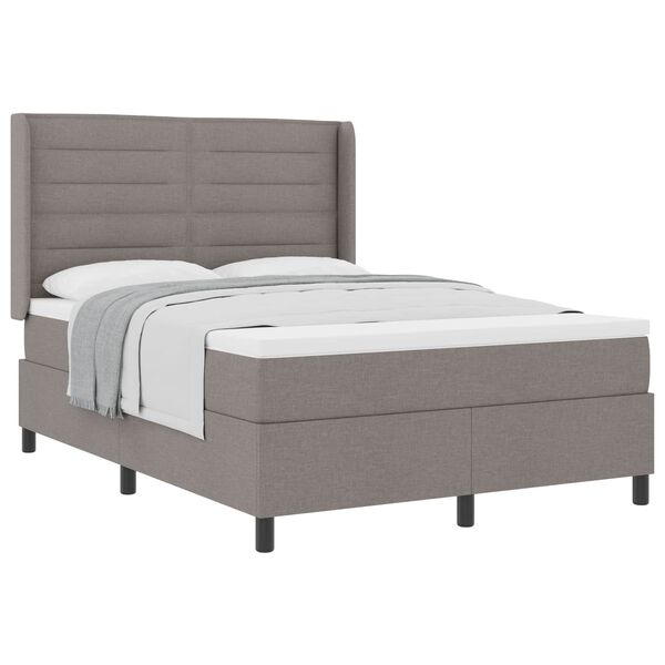 vidaXL Boxspringbett mit Matratze Taupe 160 x 200 cm Stoff