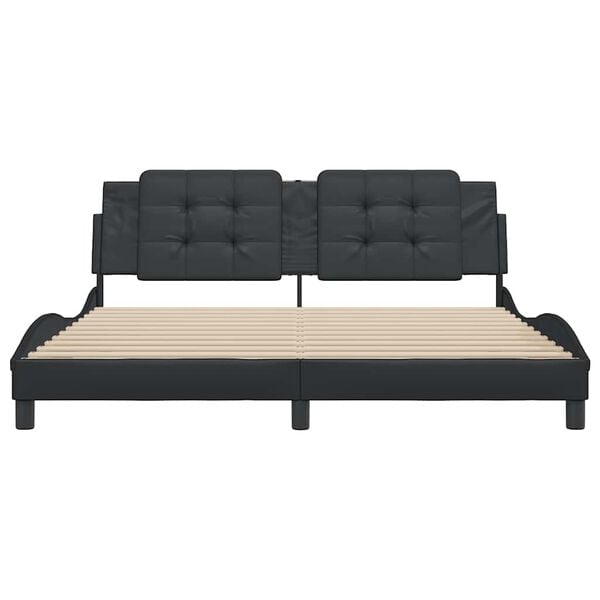 vidaXL Bettgestell ohne Matratze "Zadar" Schwarz 180x200 cm Kunstleder