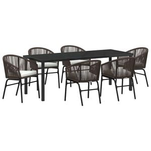 vidaXL Garten Essgruppe 7 pcs Braun Pulverbeschichteter Stahl