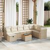 vidaXL 9-tlg. Garten-Sofagarnitur mit Kissen Beige Poly Rattan