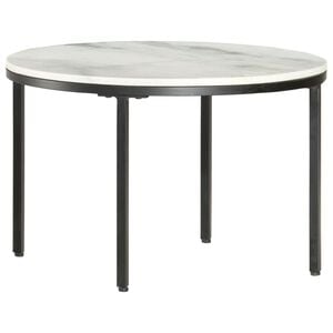vidaXL Couchtisch Wei&szlig; und Schwarz &Oslash;65 cm Echter Marmor