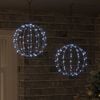 vidaXL Ball mit 192 LEDs 2 pcs Kaltwei&szlig; 31,5 x 31,5 x 32 cm Metall