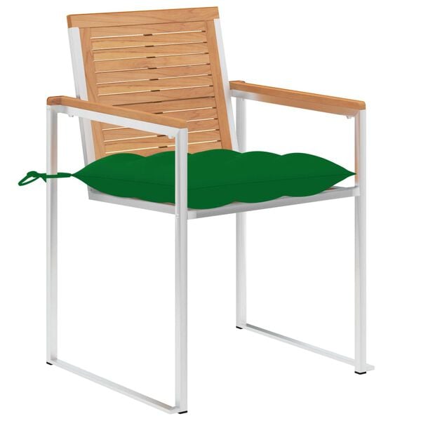 vidaXL Gartenstühle mit Kissen 2 Stk. Massivholz Teak und Stahl