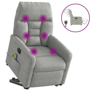 vidaXL Massagesessel Aufstehhilfe Elektrisch Hellgrau Mikrofasergewebe