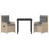 vidaXL Garten Essgruppe 3 pcs Beige und Hellgrau Poly-Rattan