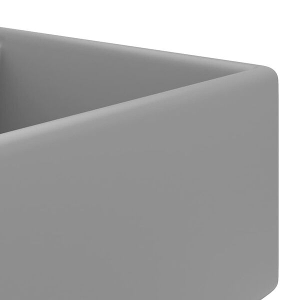 vidaXL Luxus-Waschbecken Überlauf Quadratisch Matt Hellgrau 41x41 cm