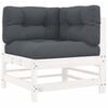 vidaXL Ecksofa mit Kissen Wei&szlig; Massivholz Kiefer