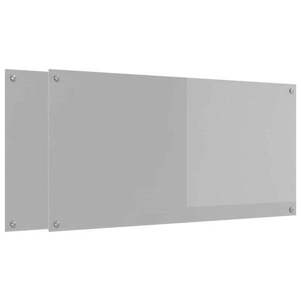 vidaXL K&uuml;chenr&uuml;ckwand 2 pcs Hellgrau 120 x 60 cm Geh&auml;rtetes Glas