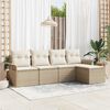 vidaXL Outdoor-Sofa mit Kissen 5 pcs Beige Poly-Rattan