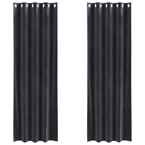 vidaXL Verdunkelungsvorh&auml;nge 2 pcs Dunkelgrau 140 x 245 cm Samt