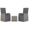 vidaXL 3-tlg. Garten-Lounge-Set Grau Poly Rattan & Massivholz Akazie