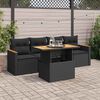vidaXL 5tlg. Garten-Sofagarnitur mit Kissen Schwarz Poly Rattan Akazie
