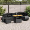 vidaXL 8-tlg. Garten-Sofagarnitur mit Kissen Schwarz Poly Rattan