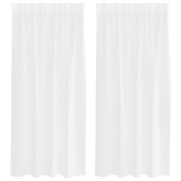 vidaXL Voile-Vorhang mit Vorh&auml;ngen 2 pcs Wei&szlig; 175 x 140 cm Polyester