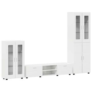vidaXL TV-Schrankset mit T&uuml;r FLORIN 3 pcs Hochglanz Wei&szlig; Holzwerkstoff