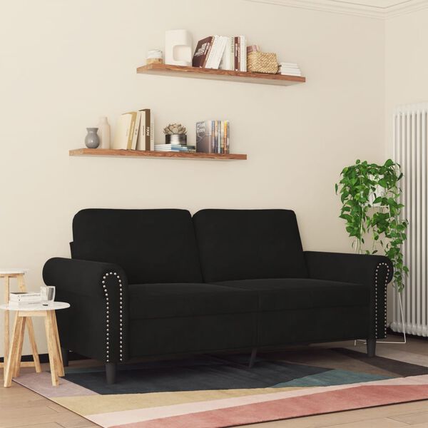 vidaXL 2-Sitzer-Sofa Schwarz 140 cm Samt