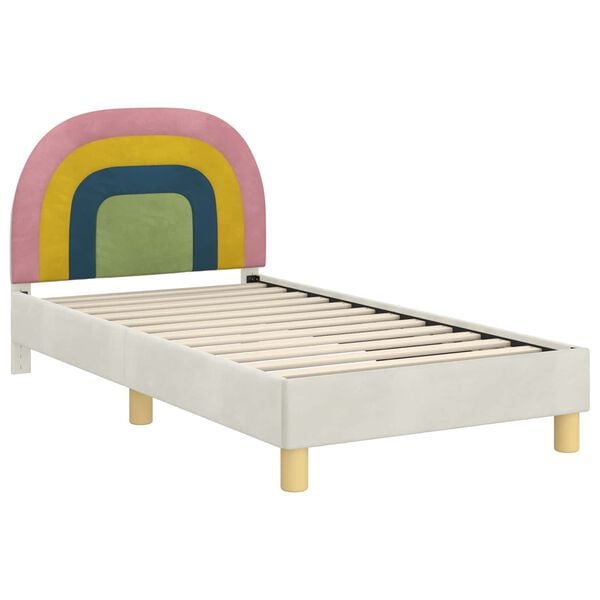 vidaXL Kinderbettgestell mit Kopfteil Creme 80 x 160 cm Samt