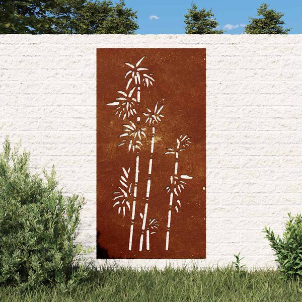 vidaXL Garten-Wanddeko 105x55 cm Cortenstahl Bambus-Design