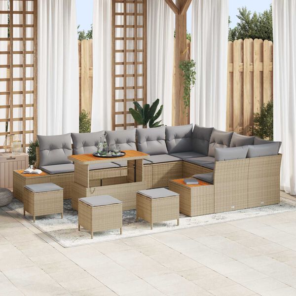 vidaXL Gartensofa-set 13 pcs Beige Poly-Rattan