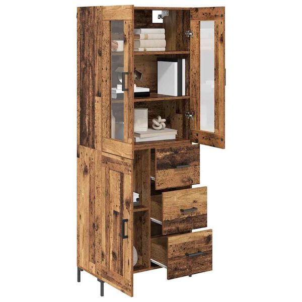 vidaXL Highboard mit Schubladen 2 pcs Altholz Holzwerkstoff