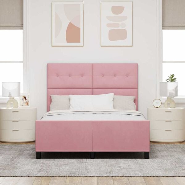 vidaXL Boxspringbett mit Kopfteil Rosa 140 x 200 cm Samt