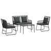 vidaXL Gartenm&ouml;bel Set 4 Stk. Schwarz und Anthrazit Poly-Rattan