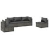 vidaXL 5-tlg. Garten-Lounge-Set mit Kissen Poly Rattan Grau