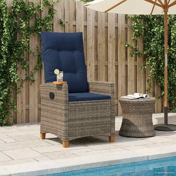 vidaXL Liegestuhl mit Teeteller 62 x 64 x 112 cm Poly-Rattan