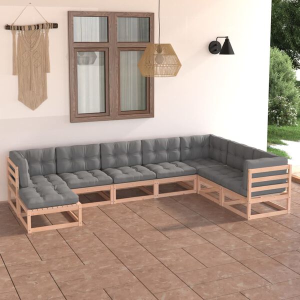 vidaXL 8-tlg. Garten-Lounge-Set mit Kissen Massivholz Kiefer